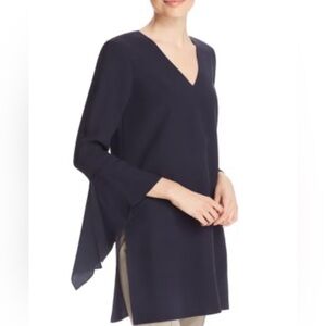 Beautiful Lafayette 148 Rosita Silk Flutter Sleeve Blouse in black. Size large